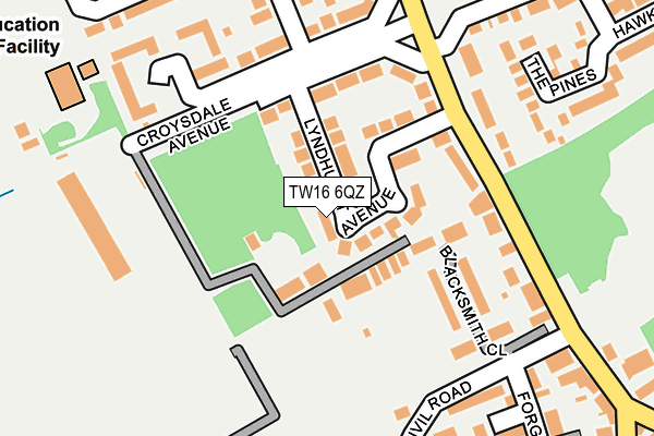 TW16 6QZ map - OS OpenMap – Local (Ordnance Survey)
