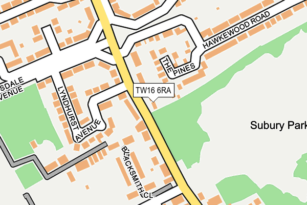 TW16 6RA map - OS OpenMap – Local (Ordnance Survey)