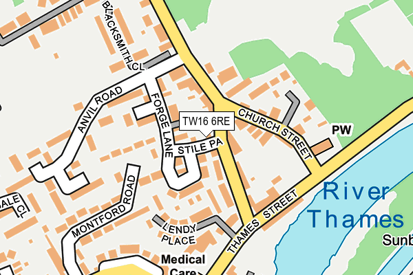 TW16 6RE map - OS OpenMap – Local (Ordnance Survey)