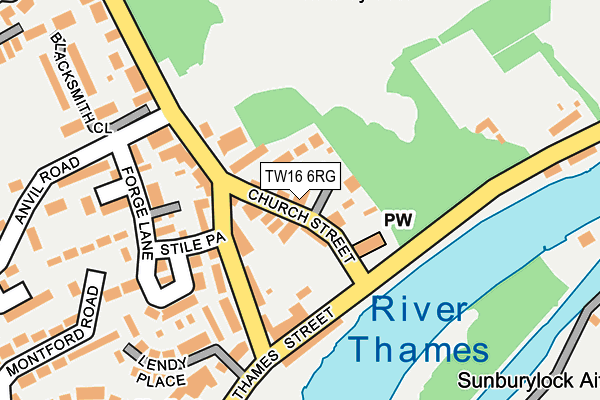 TW16 6RG map - OS OpenMap – Local (Ordnance Survey)