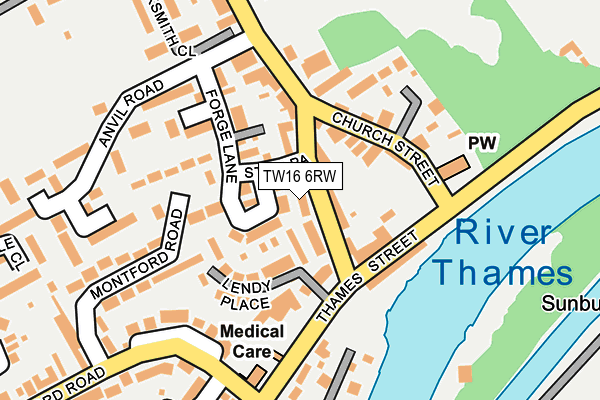 TW16 6RW map - OS OpenMap – Local (Ordnance Survey)