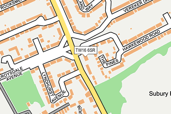 TW16 6SR map - OS OpenMap – Local (Ordnance Survey)