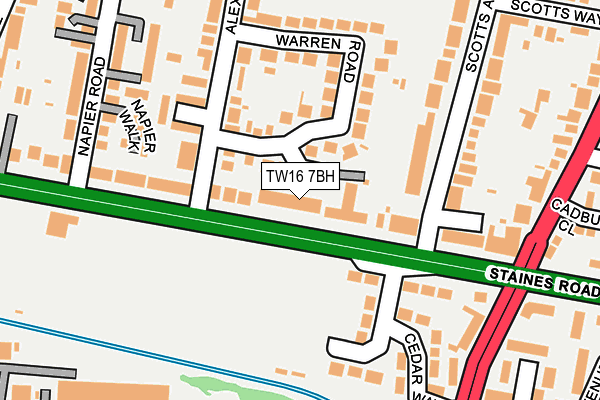 TW16 7BH map - OS OpenMap – Local (Ordnance Survey)
