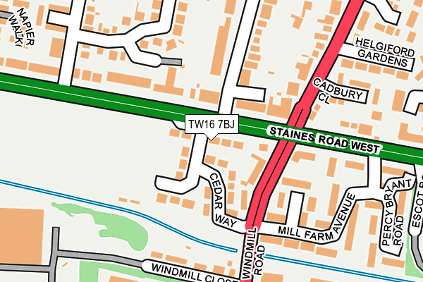 TW16 7BJ map - OS OpenMap – Local (Ordnance Survey)