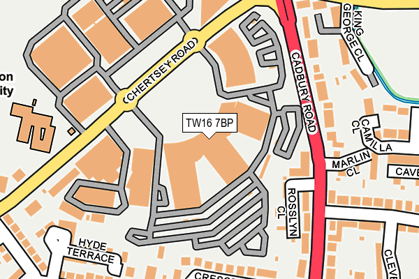 TW16 7BP map - OS OpenMap – Local (Ordnance Survey)