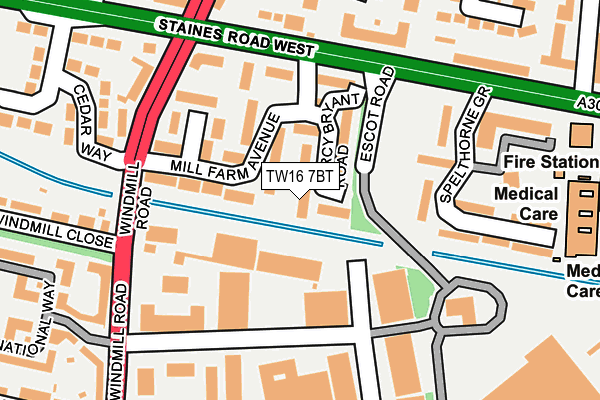 TW16 7BT map - OS OpenMap – Local (Ordnance Survey)