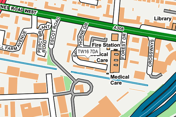 TW16 7DA map - OS OpenMap – Local (Ordnance Survey)