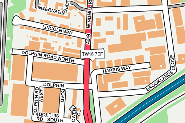TW16 7EF map - OS OpenMap – Local (Ordnance Survey)