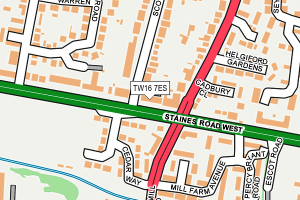 TW16 7ES map - OS OpenMap – Local (Ordnance Survey)