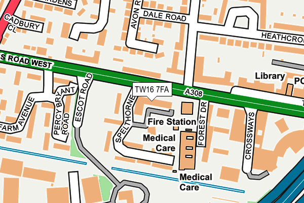 TW16 7FA map - OS OpenMap – Local (Ordnance Survey)