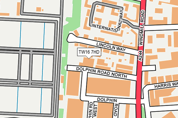 TW16 7HD map - OS OpenMap – Local (Ordnance Survey)