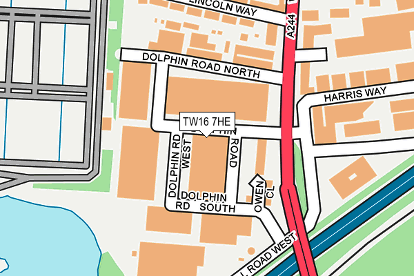 TW16 7HE map - OS OpenMap – Local (Ordnance Survey)