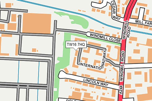 TW16 7HQ map - OS OpenMap – Local (Ordnance Survey)