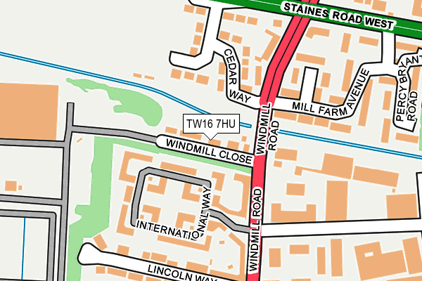 TW16 7HU map - OS OpenMap – Local (Ordnance Survey)