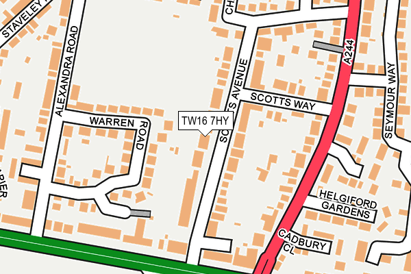 TW16 7HY map - OS OpenMap – Local (Ordnance Survey)