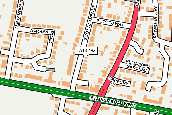 TW16 7HZ map - OS OpenMap – Local (Ordnance Survey)