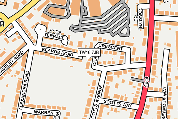TW16 7JB map - OS OpenMap – Local (Ordnance Survey)