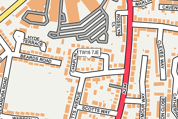 TW16 7JE map - OS OpenMap – Local (Ordnance Survey)