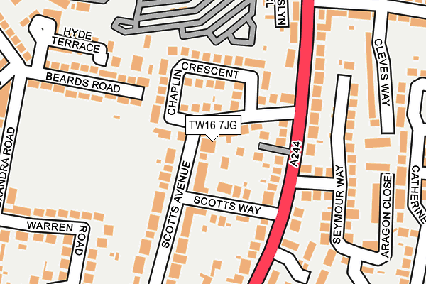 TW16 7JG map - OS OpenMap – Local (Ordnance Survey)
