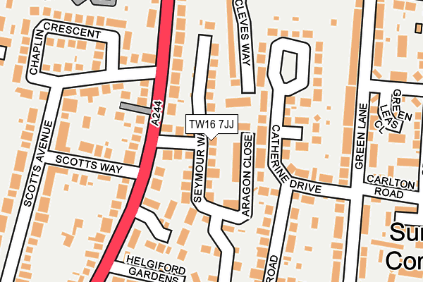 TW16 7JJ map - OS OpenMap – Local (Ordnance Survey)