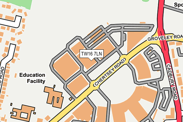 TW16 7LN map - OS OpenMap – Local (Ordnance Survey)