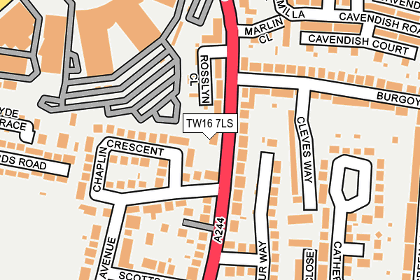 TW16 7LS map - OS OpenMap – Local (Ordnance Survey)