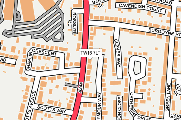 TW16 7LT map - OS OpenMap – Local (Ordnance Survey)