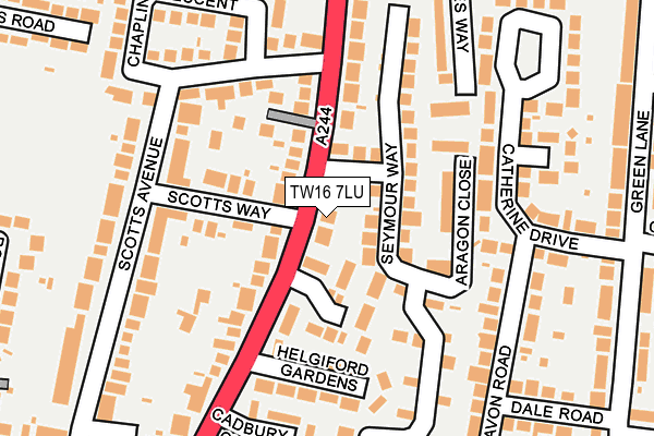 TW16 7LU map - OS OpenMap – Local (Ordnance Survey)