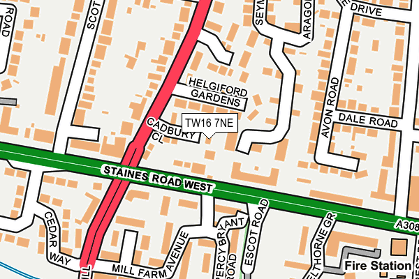 TW16 7NE map - OS OpenMap – Local (Ordnance Survey)