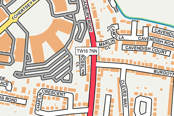 TW16 7NN map - OS OpenMap – Local (Ordnance Survey)