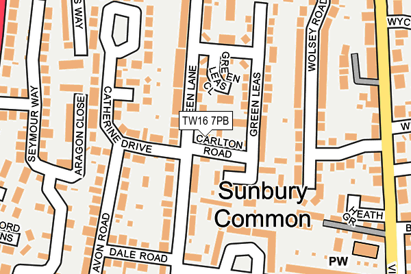 TW16 7PB map - OS OpenMap – Local (Ordnance Survey)