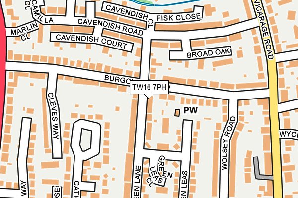 TW16 7PH map - OS OpenMap – Local (Ordnance Survey)