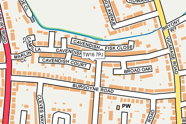 TW16 7PJ map - OS OpenMap – Local (Ordnance Survey)