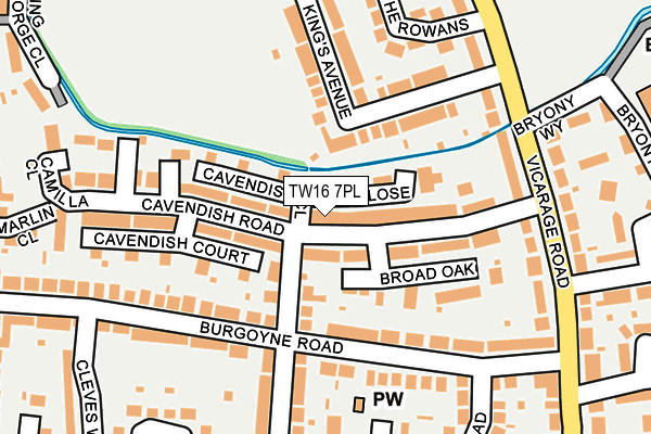 TW16 7PL map - OS OpenMap – Local (Ordnance Survey)