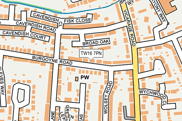 TW16 7PN map - OS OpenMap – Local (Ordnance Survey)
