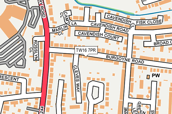 TW16 7PR map - OS OpenMap – Local (Ordnance Survey)