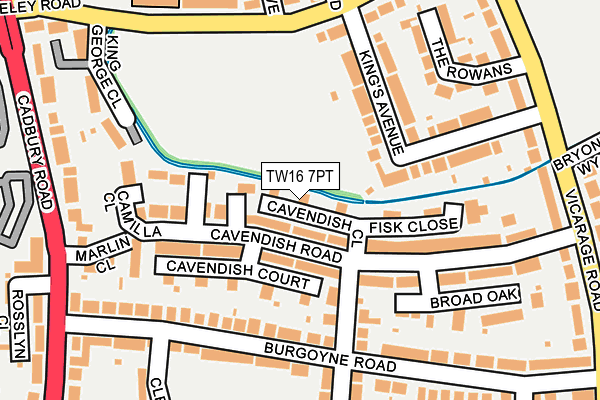 TW16 7PT map - OS OpenMap – Local (Ordnance Survey)