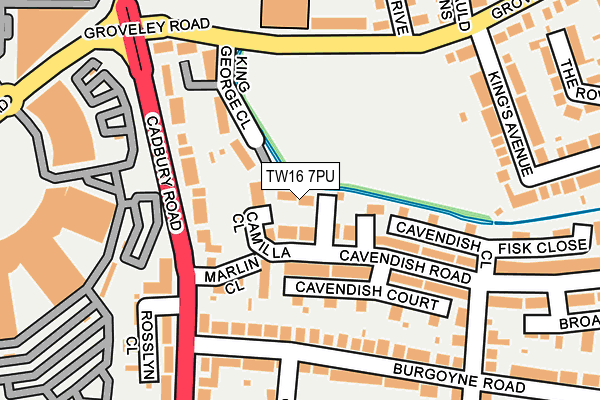 TW16 7PU map - OS OpenMap – Local (Ordnance Survey)