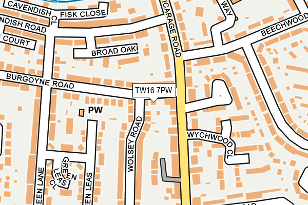 TW16 7PW map - OS OpenMap – Local (Ordnance Survey)