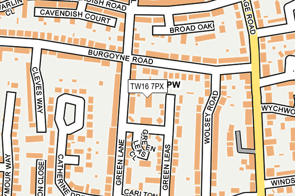 TW16 7PX map - OS OpenMap – Local (Ordnance Survey)