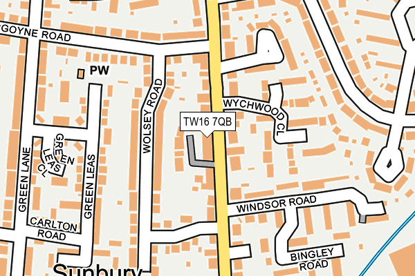 TW16 7QB map - OS OpenMap – Local (Ordnance Survey)