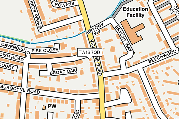 TW16 7QD map - OS OpenMap – Local (Ordnance Survey)