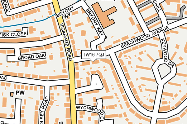 TW16 7QJ map - OS OpenMap – Local (Ordnance Survey)