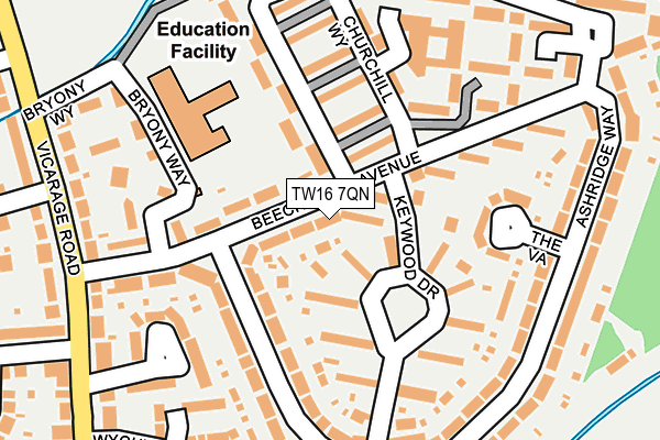 TW16 7QN map - OS OpenMap – Local (Ordnance Survey)