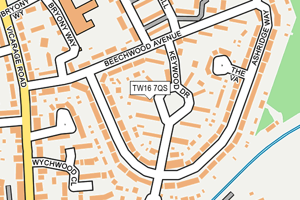 TW16 7QS map - OS OpenMap – Local (Ordnance Survey)