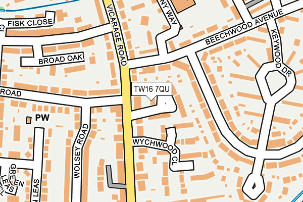 TW16 7QU map - OS OpenMap – Local (Ordnance Survey)