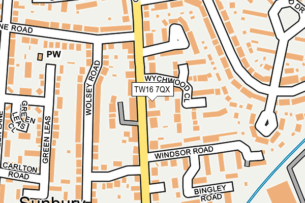 TW16 7QX map - OS OpenMap – Local (Ordnance Survey)