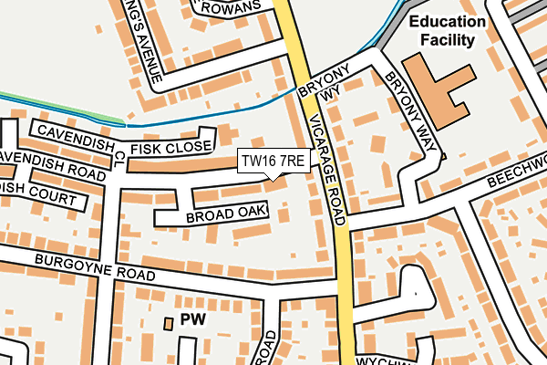 TW16 7RE map - OS OpenMap – Local (Ordnance Survey)