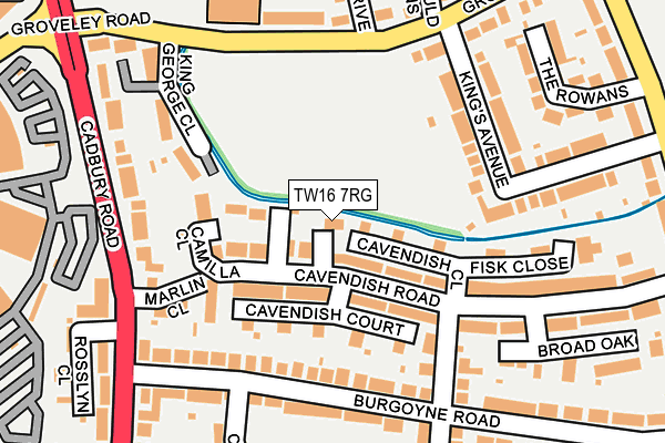 TW16 7RG map - OS OpenMap – Local (Ordnance Survey)