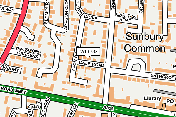 TW16 7SX map - OS OpenMap – Local (Ordnance Survey)